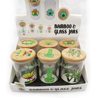 108*65mm Glass Dab Jars Concentrate Storage Containers With Bamboo Lid